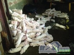 南京市民举报：一非法加工点用双氧水漂白猪蹄